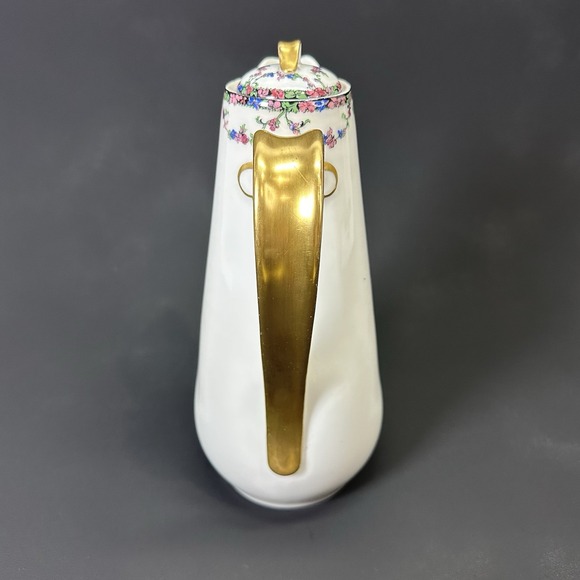 Vintage Haviland & Co Limoges Pitcher With Gold Trim and Beautiful Floral Design - Picture 5 of 12